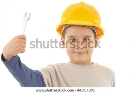 Ow helmet with a wrench in his hand white 44817895