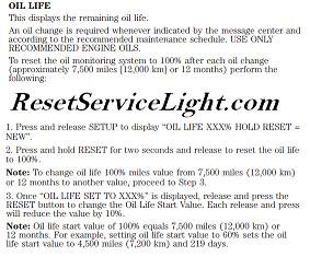 Reset oil service light Ford Taurus year 2010